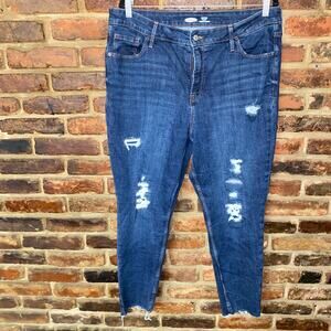 Old Navy Blue Distressed Denim Rockstar Skinny High Rise Jeans Women's Size 18